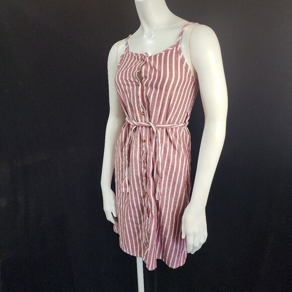 Red & White Striped Button Down Dress & Belt - Picture 1 of 4